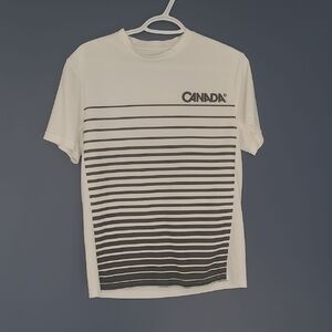 HBC Olympic White and Black Striped Canada Men's Tee